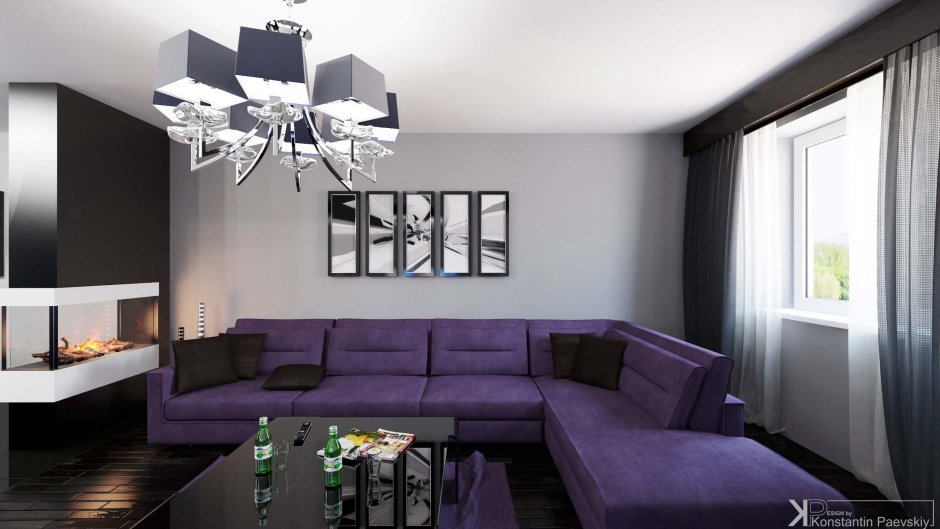 Серо фиолетовый интерьер
