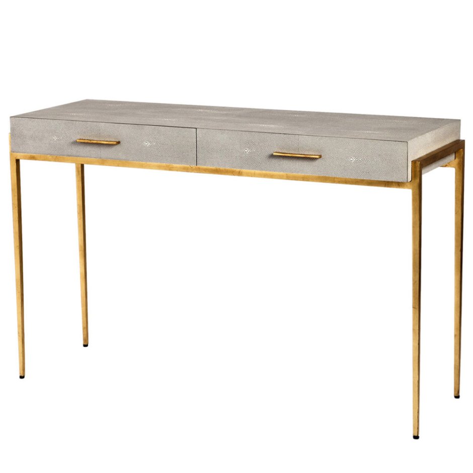Консоль с ящиками прямоугольная серая с золотом "Монтгомери"