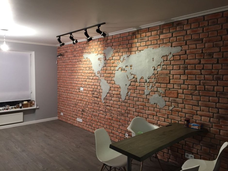 Кирпич и штукатурка в интерьере
