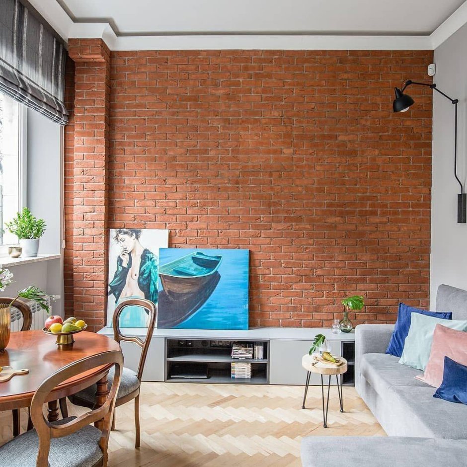 Крашеный кирпич в интерьере