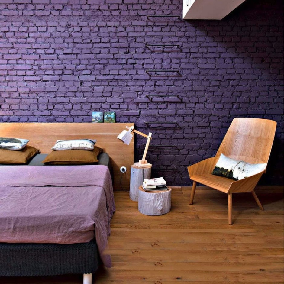 Крашеный кирпич в интерьере