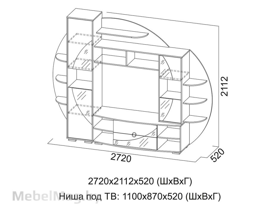 Нота 17 стенка дуб венге/дуб Млечный св мебель