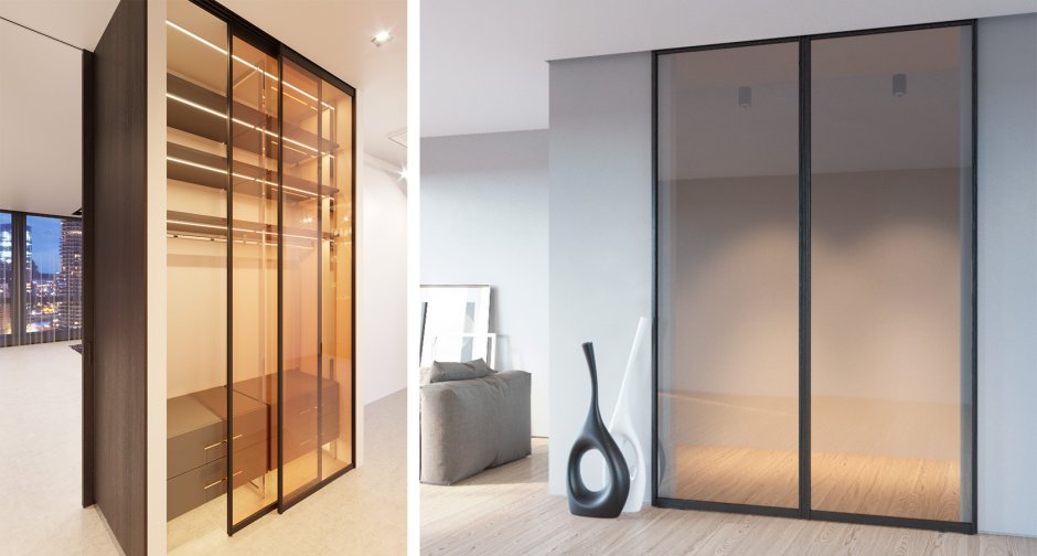 Раздвижная дверь тонированное стекло