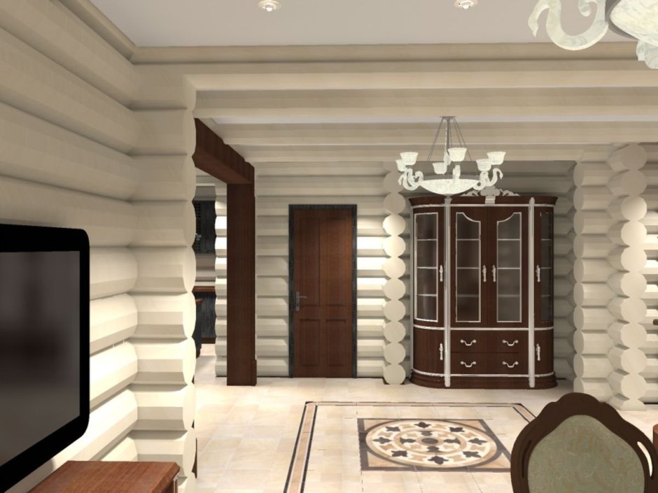 Дом из оцилиндрованного бревна интерьер