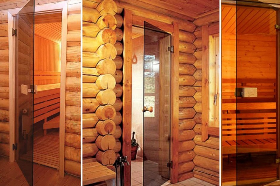 Стеклянная дверь в парную