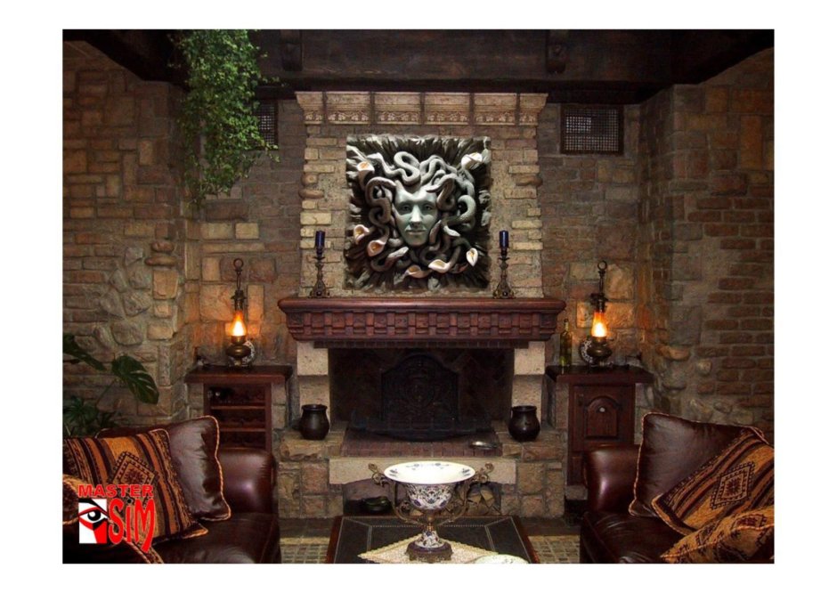 Интерьеры в романском стиле с камином