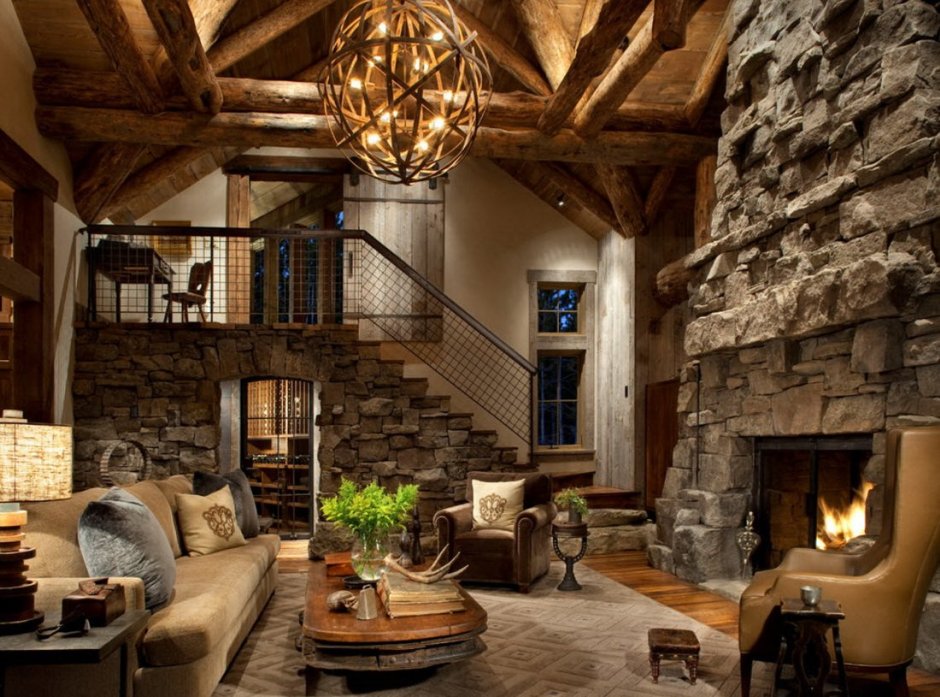 Интерьер рустикальный стиль Шале