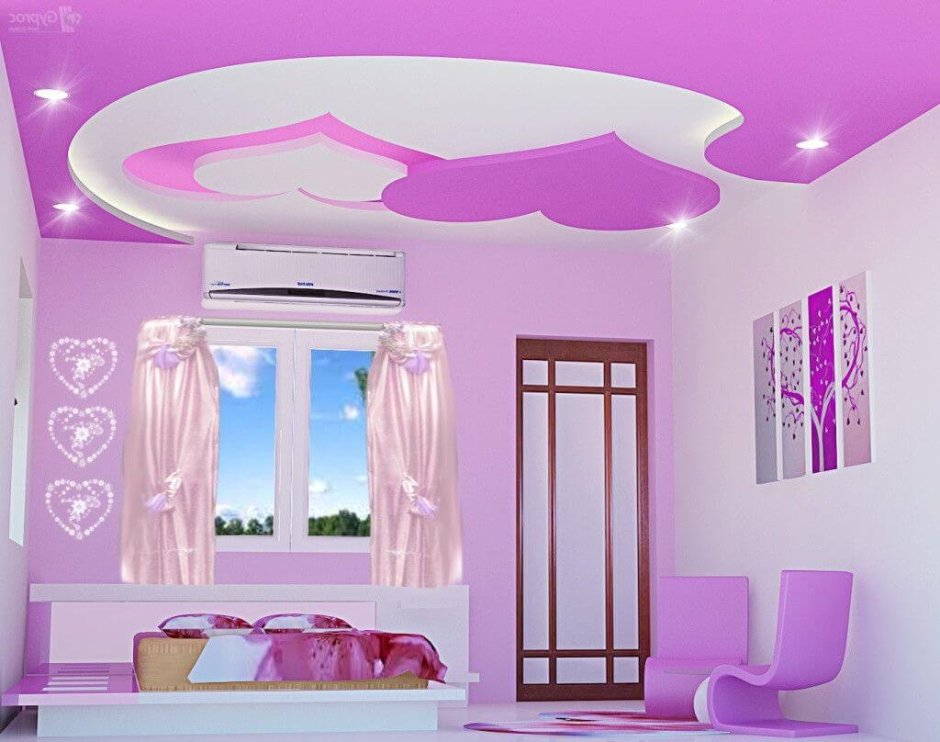 Фигурный потолок для спальни