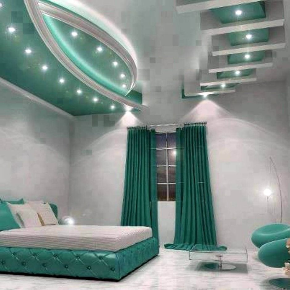 Навесные потолки в комнату бирюзовую