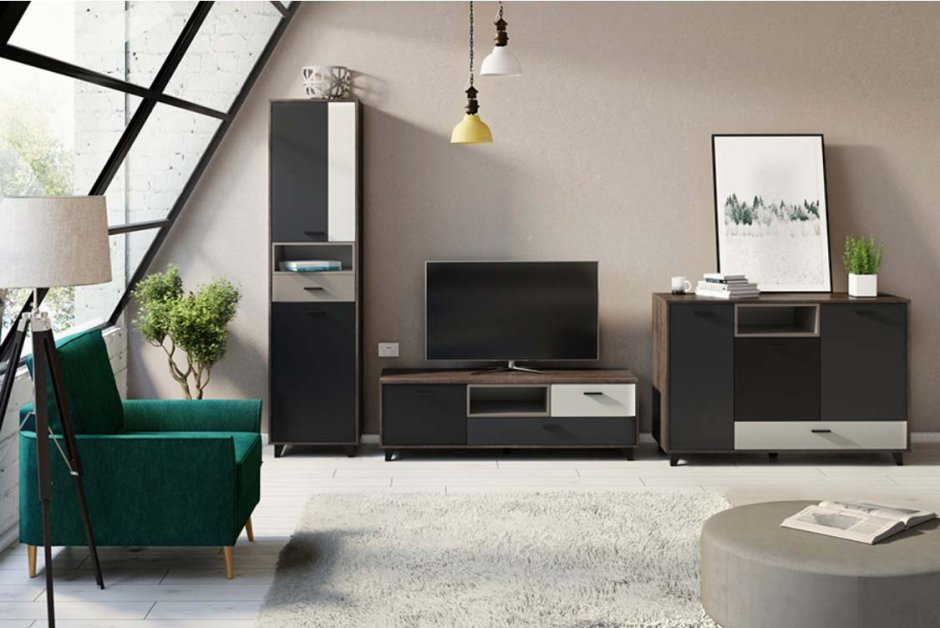 Мебель венге в интерьере гостиной