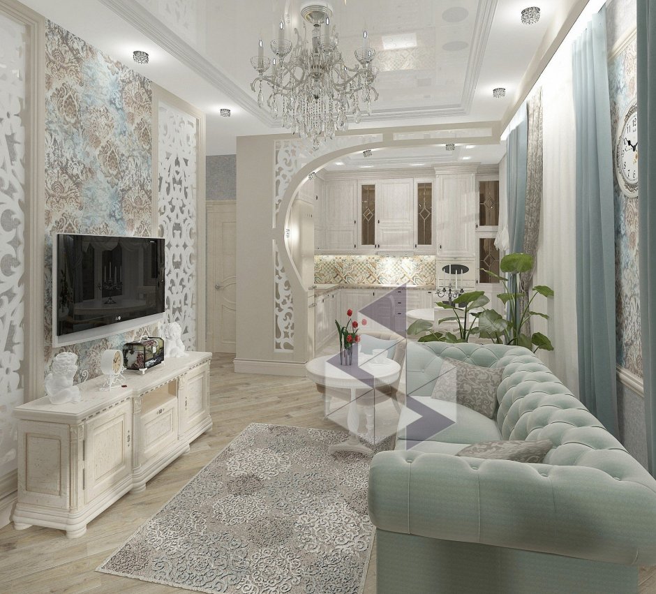 Неоклассика гостиная 20кв
