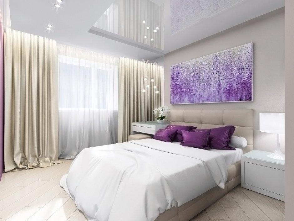 Спальня с фиолетовыми акцентами