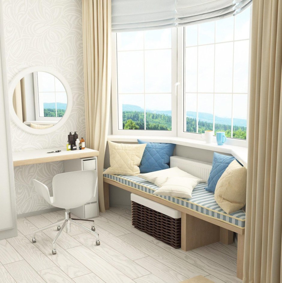 Мягкий подоконник в спальне