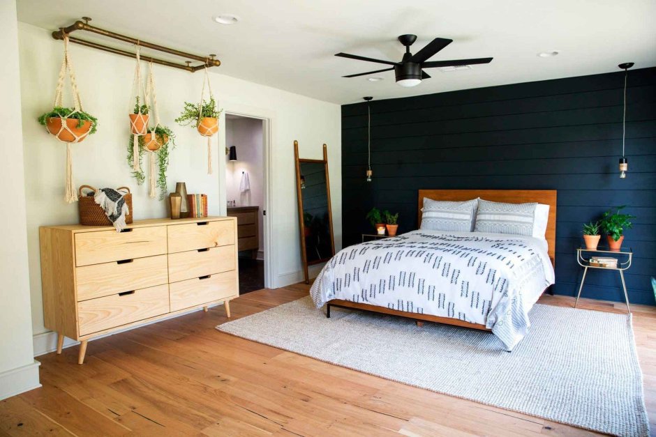 Вагонка в интерьере спальни