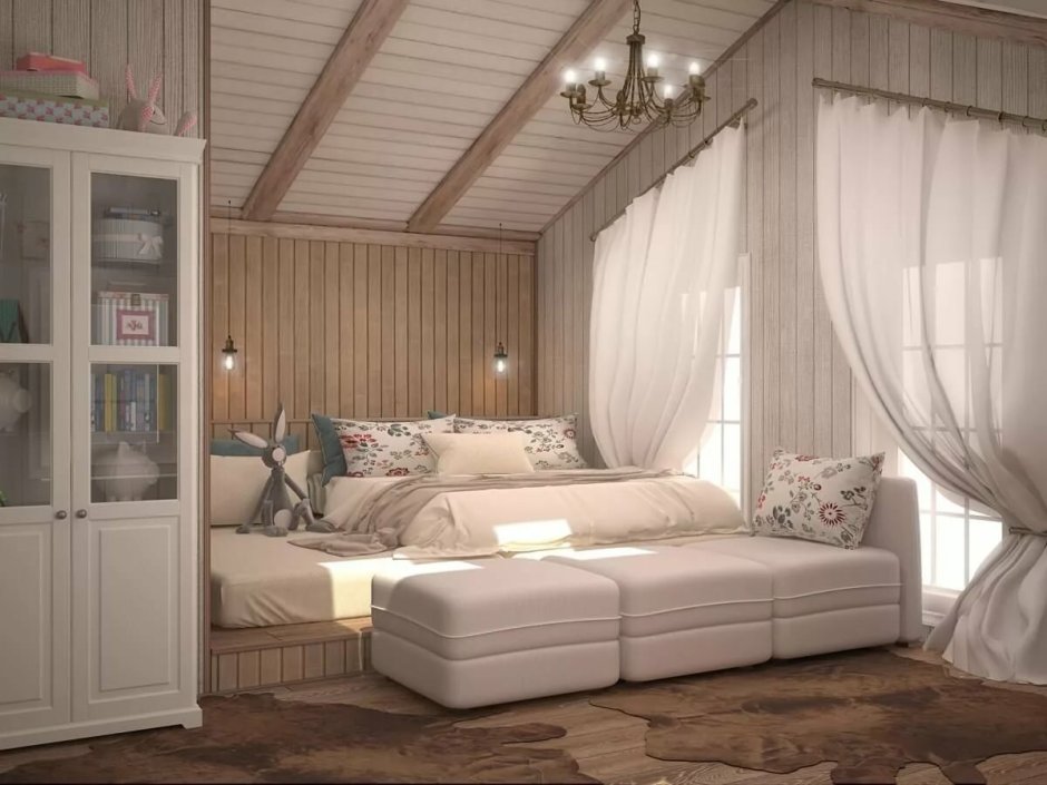 Интерьер спальни на даче