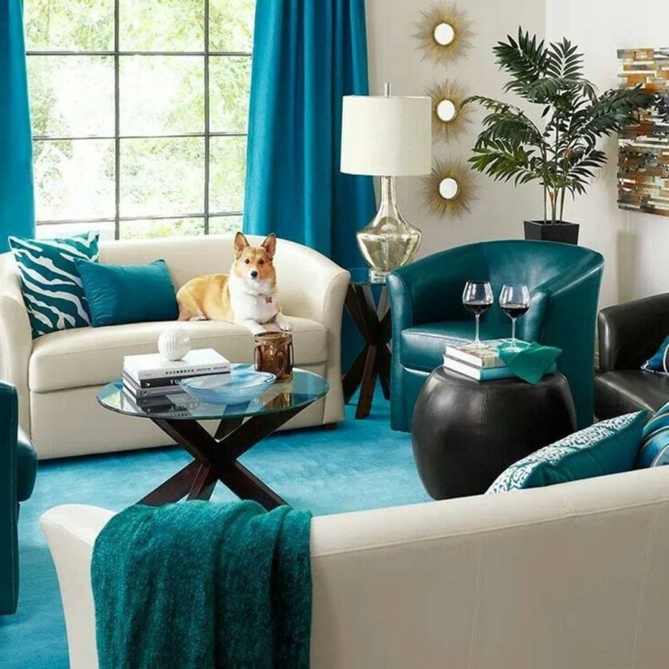 Интерьер с бирюзовым цветом