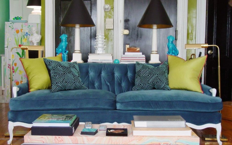 Сине зеленый интерьер