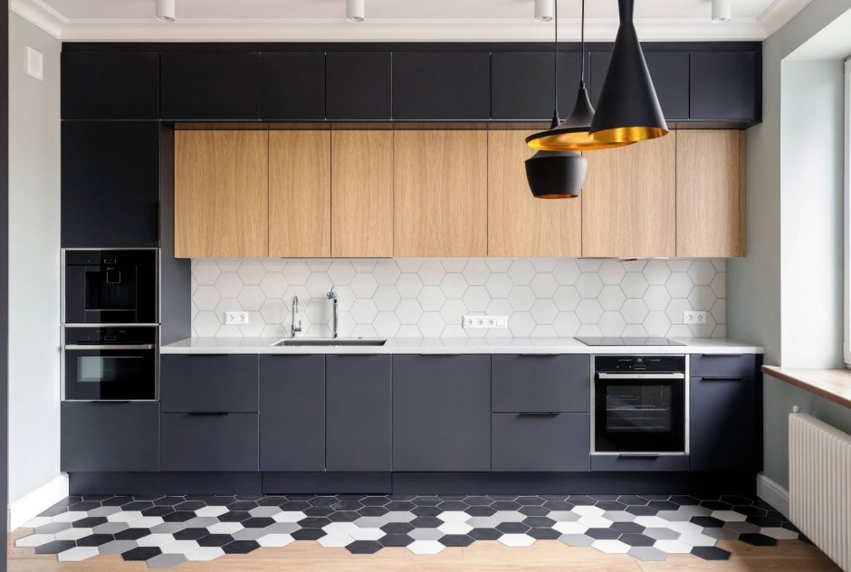 Темно серая кухня