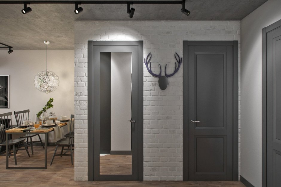 Серые двери межкомнатные в интерьере