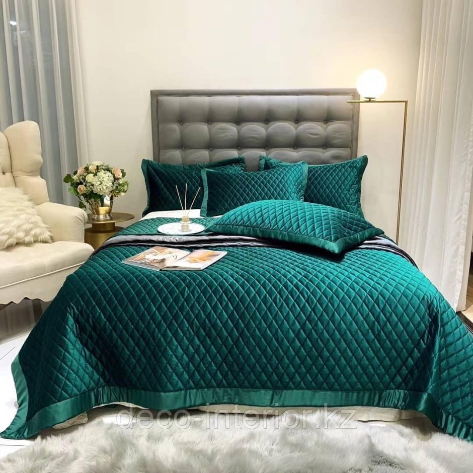 Покрывало вельвет Etna бирюзовое