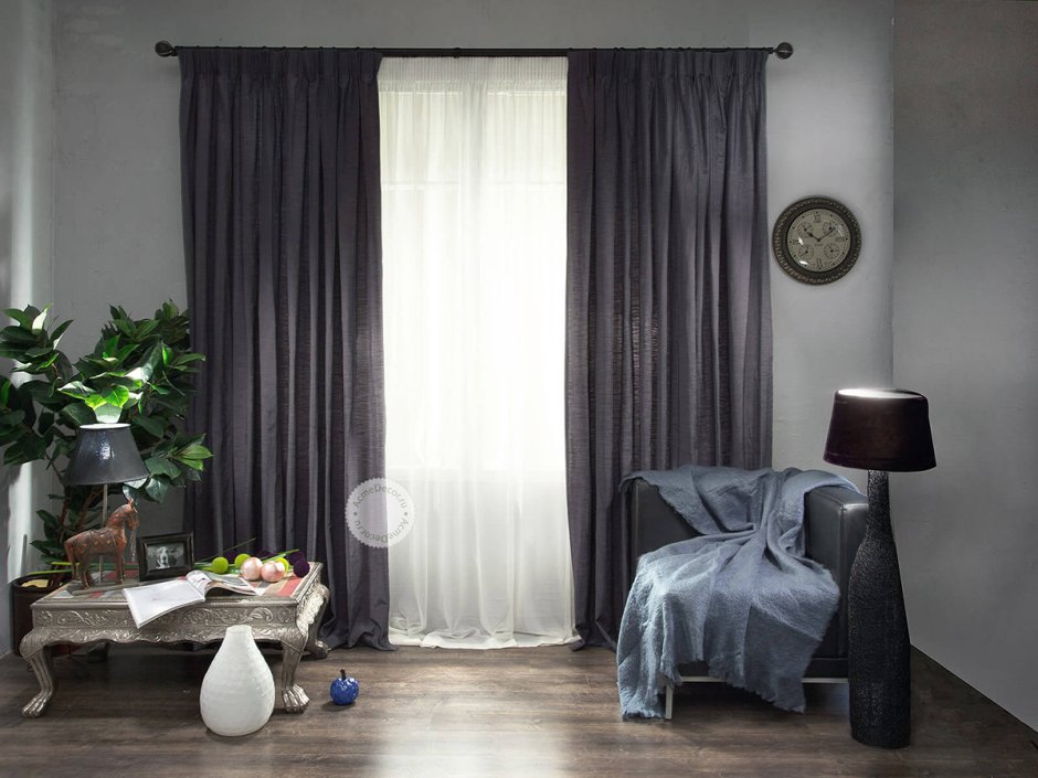 Серые шторы в интерьере