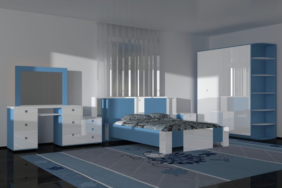 Спальный гарнитур синий