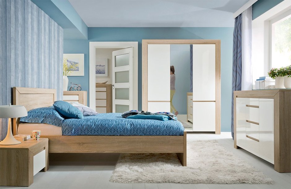 Мебель дуб сонома и белый в интерьере