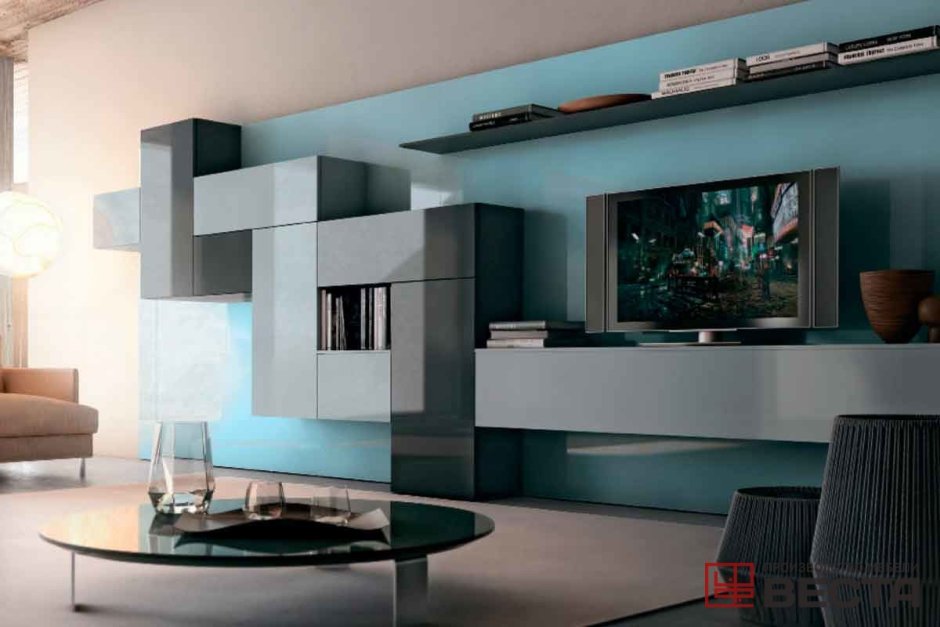 Необычные стенки в гостиную