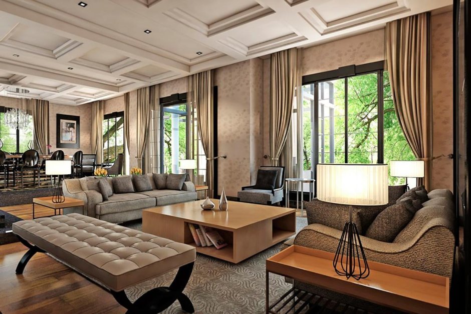 Интерьер большой гостиной