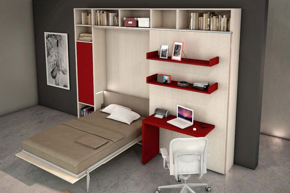 Кровать со столом и шкафом