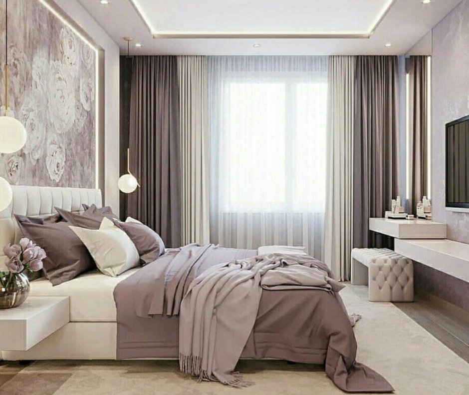 Спальня в пудровых тонах