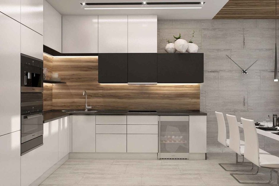 Кухни под дерево в стиле Модерн