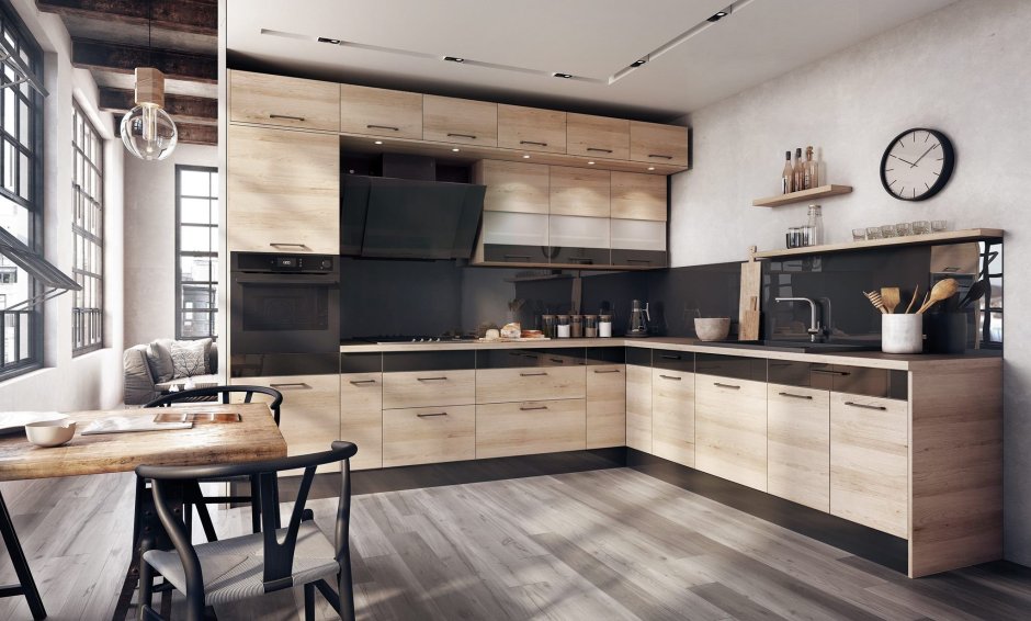 Кухня под дерево в современном стиле