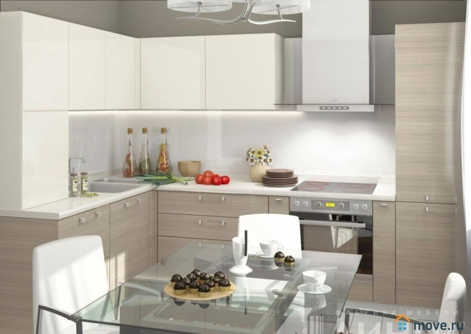 Кухни Модерн белый глянец угловые