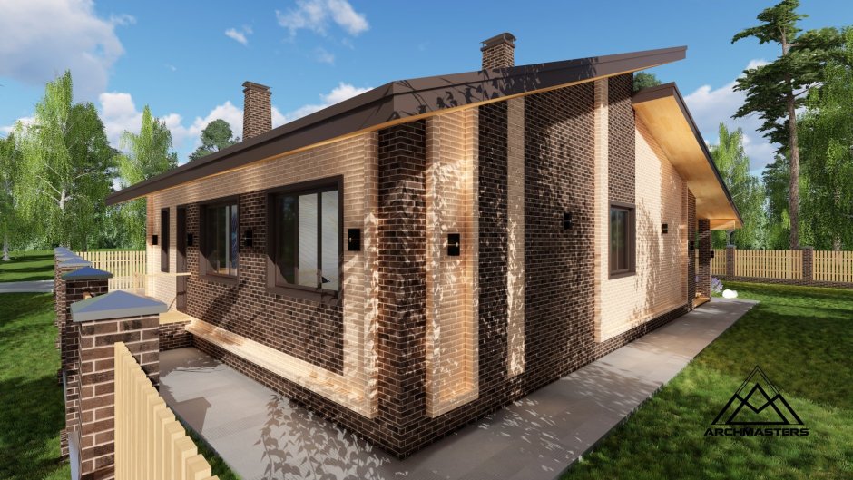 Современная баня из кирпича