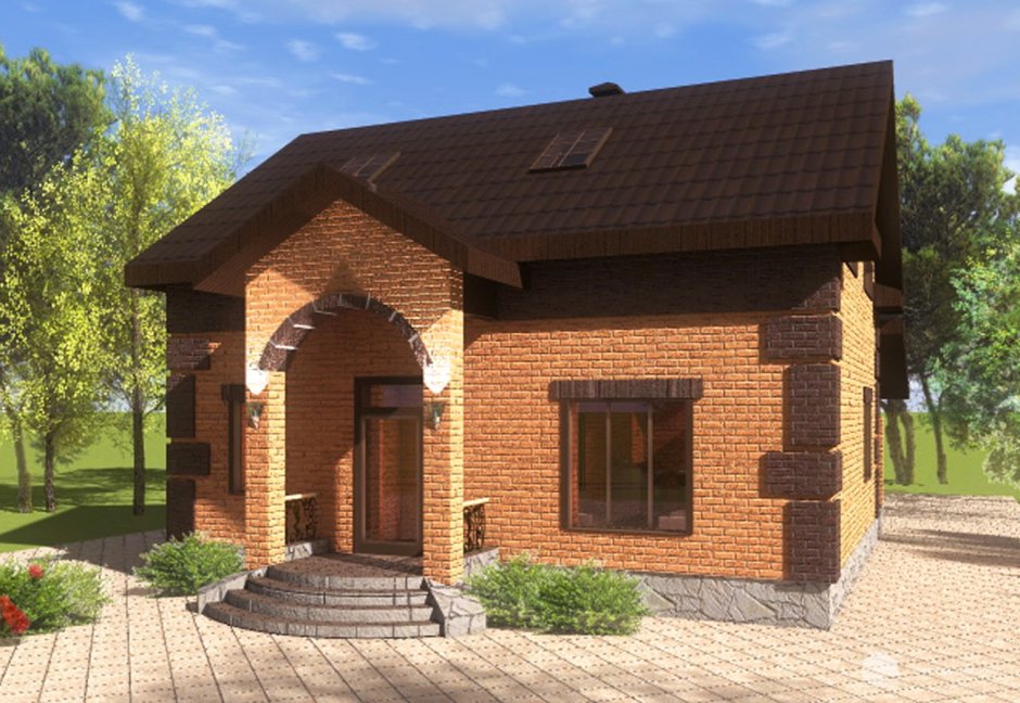 Кирпичная баня с мансардой