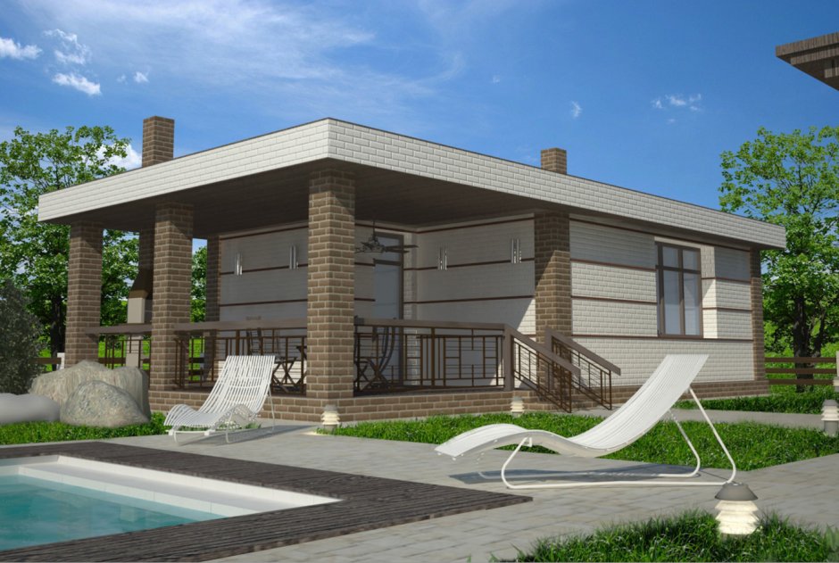 Современный проект бани из кирпича