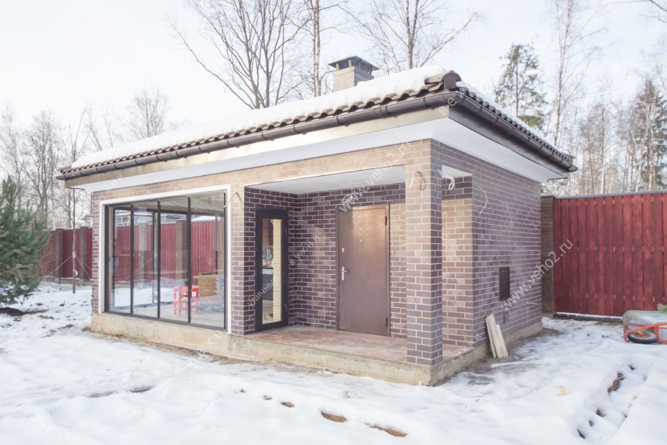 Баня из газобетона с односкатной крышей