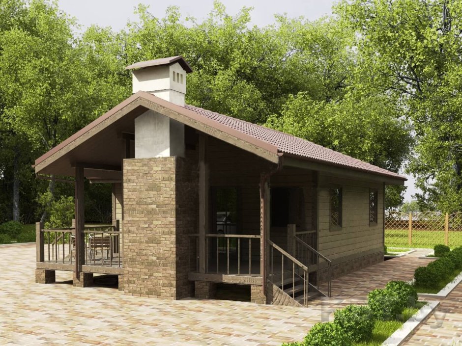 Красивая кирпичная баня