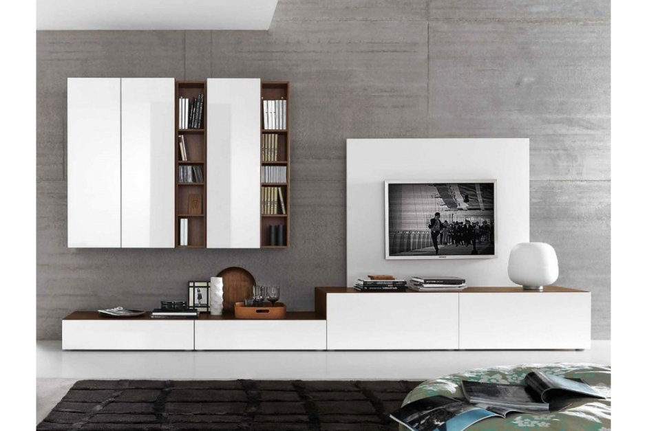 Подвесные шкафы в гостиную в современном стиле