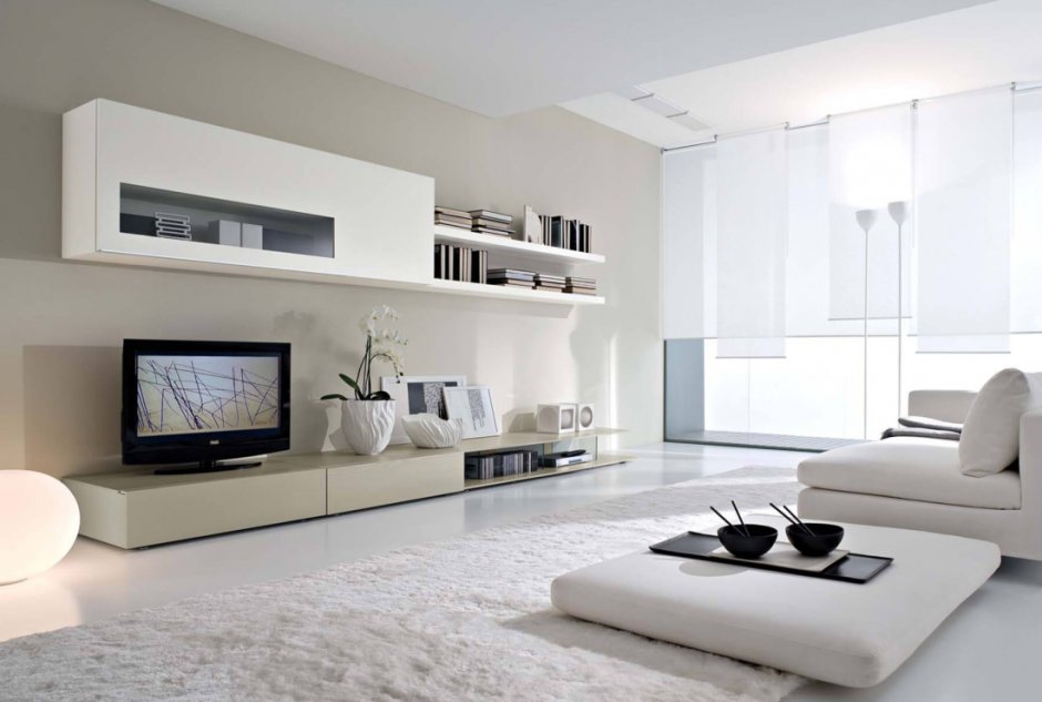 Интерьеры с белой мебелью гостиная