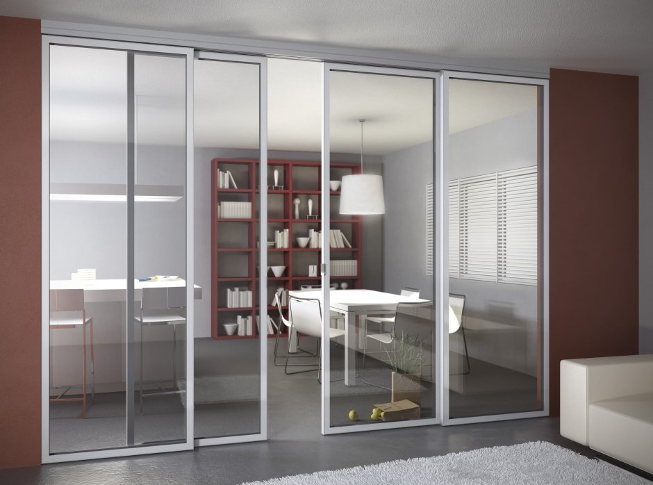 Цельностеклянные раздвижные перегородки