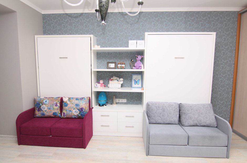 Кровать-шкаф трансформер с диваном для двоих