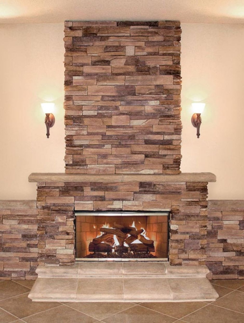 Отделка каминов искусственным камнем
