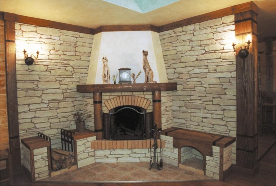 Отделка печи декоративным камнем