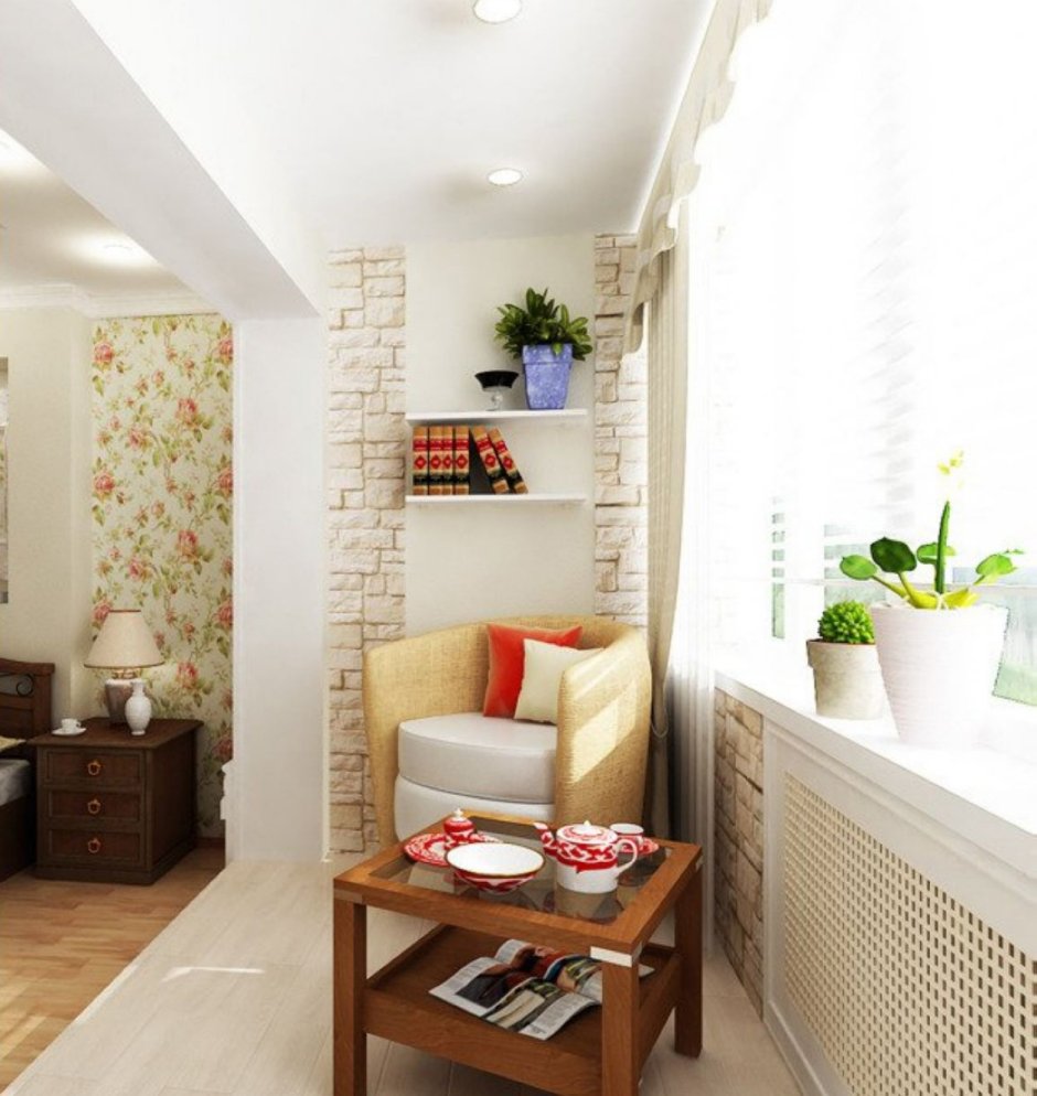 Интерьер лоджии совмещенной с комнатой