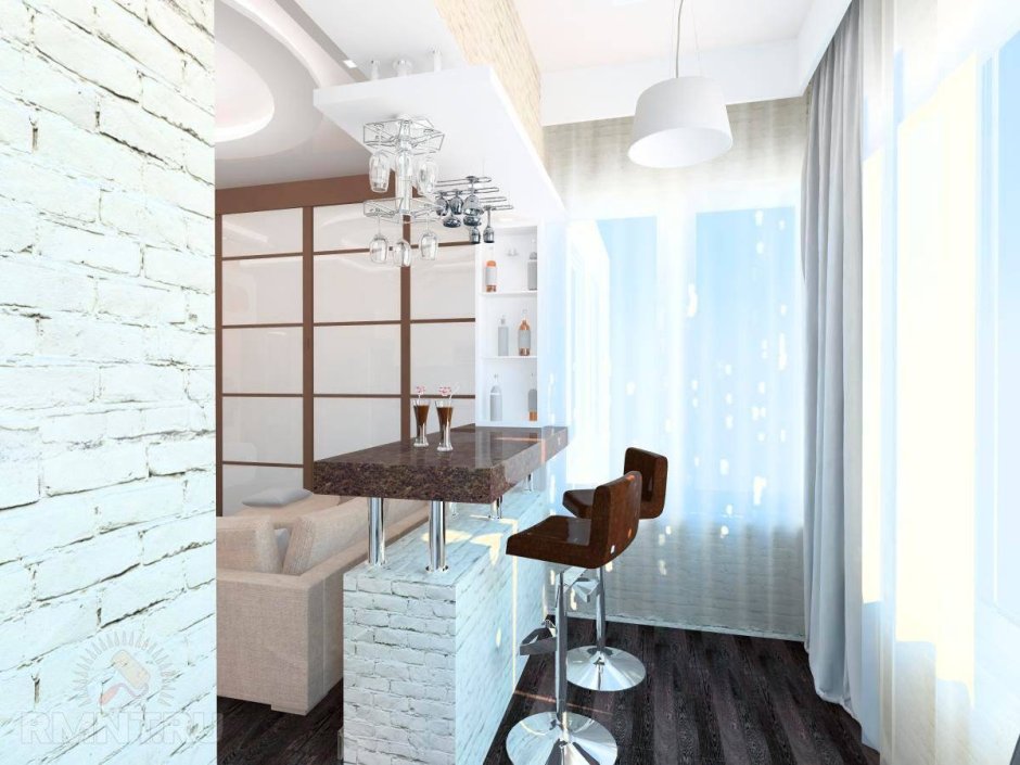 Совмещение лоджии с кухней