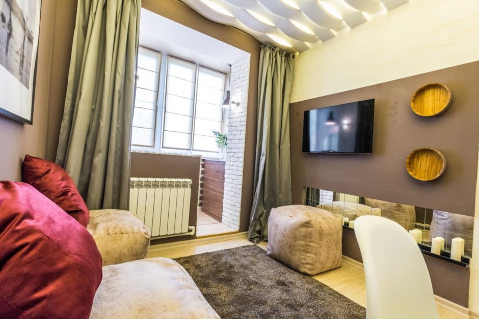 Гостиная совмещенная с балконом