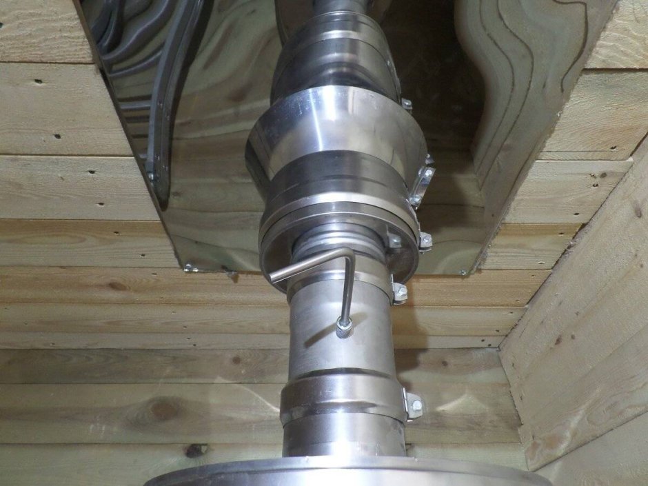 Дымоход через наклонный потолок наклонный проходной узел 210 дымохода