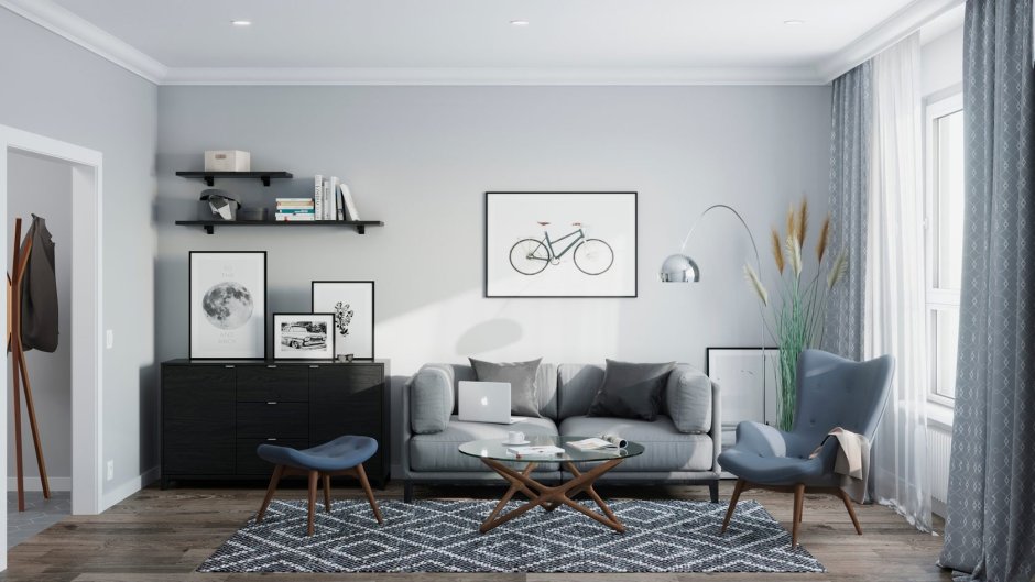 Цвет стен в гостиной в скандинавском стиле